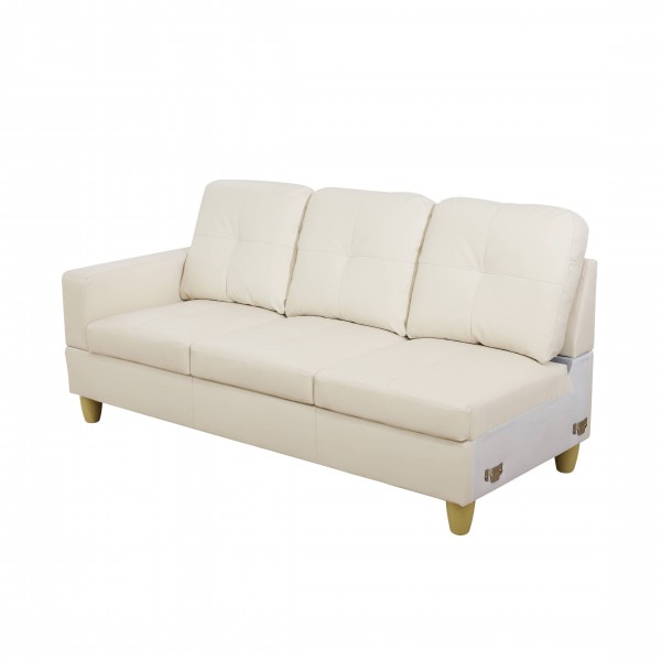 US White Faux Leather 3-Piece Couch Living Room Sofa Set